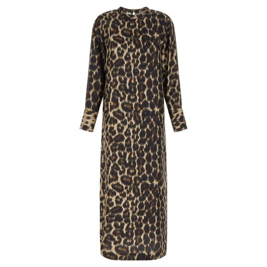 Alberto Biani Brown Silk Long Dress