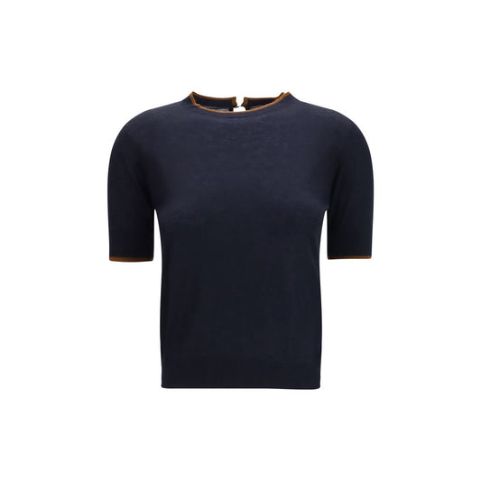 Max Mara Blue Silk T-Shirt