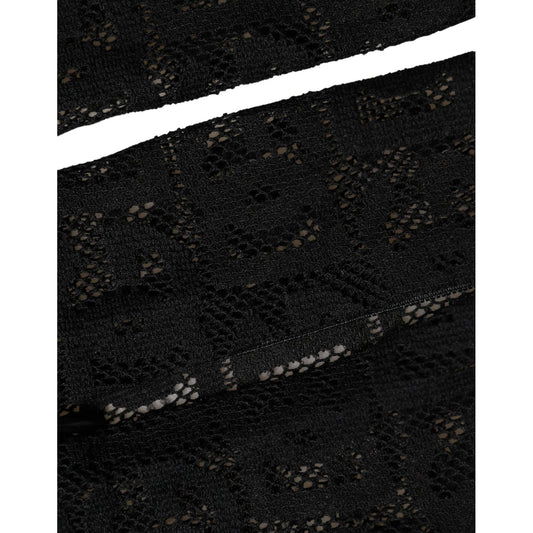 Dolce & Gabbana Black DG Logo Sheer Nylon Thigh High Socks