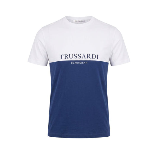 Trussardi Beachwear Blue Cotton Men T-Shirt