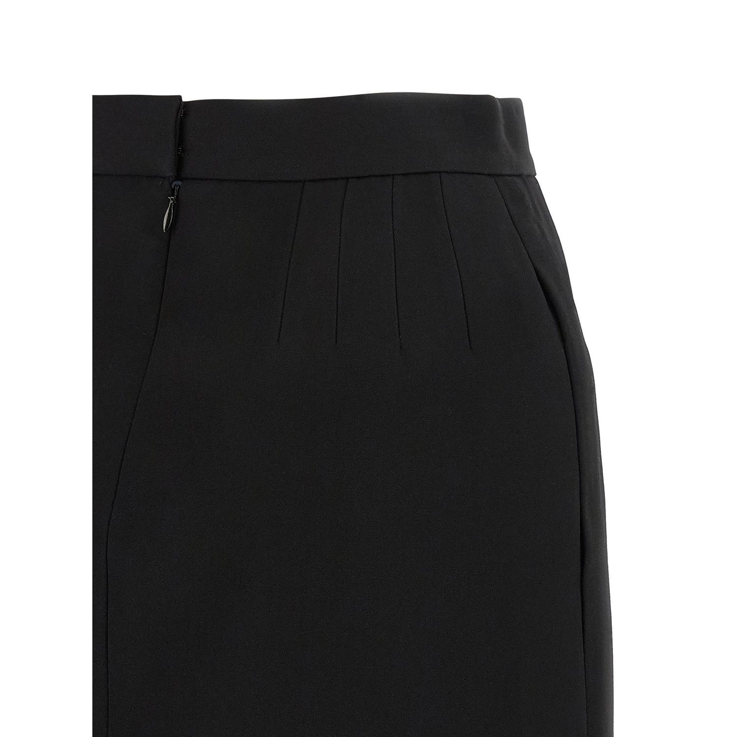 Versace Black Virgin Wool Long Skirt