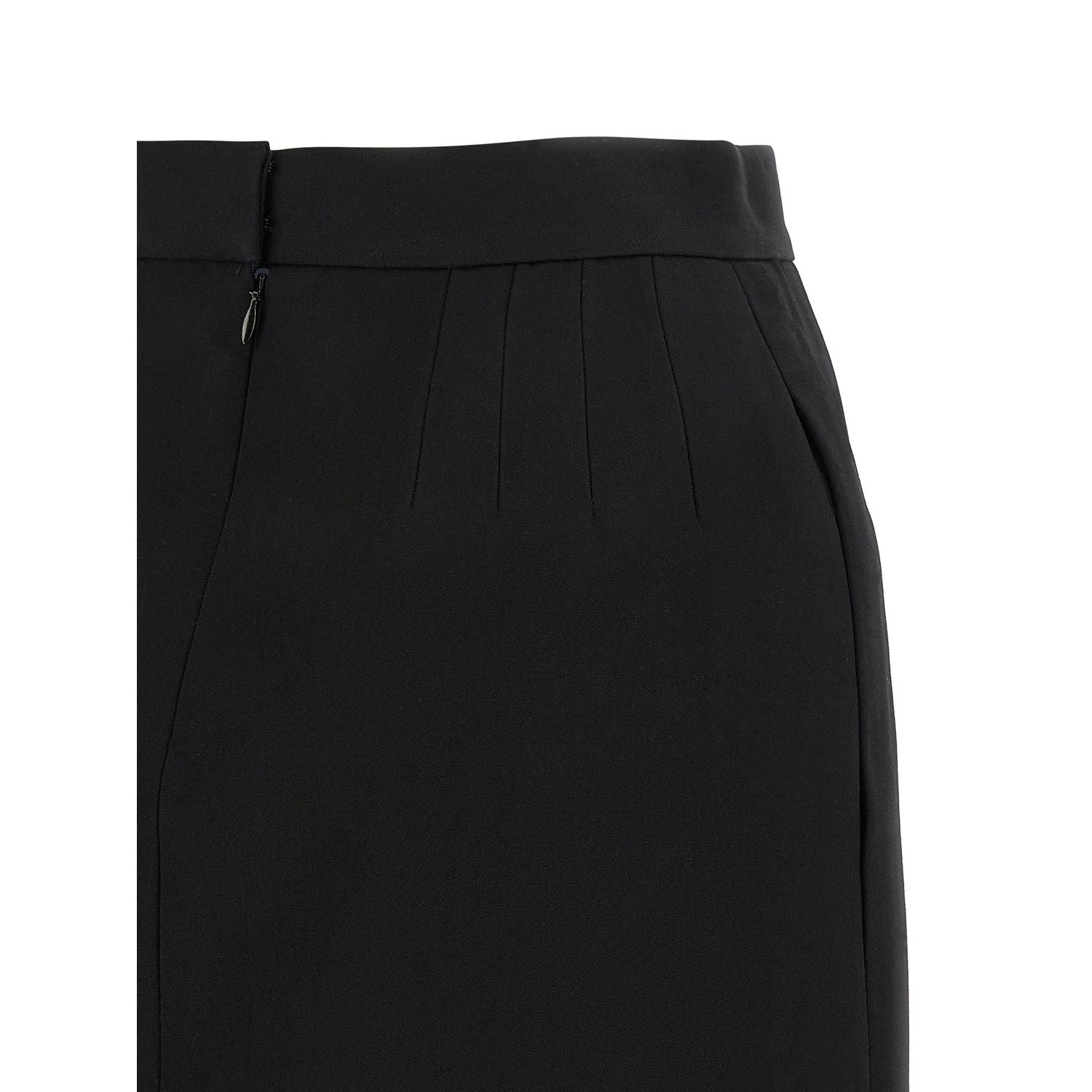 Versace Black Virgin Wool Long Skirt