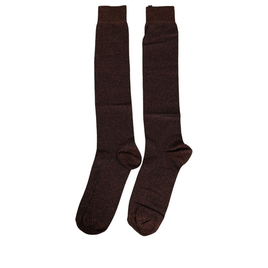 Dolce & Gabbana Men Brown Viscose Over The Calf Accessory Socks