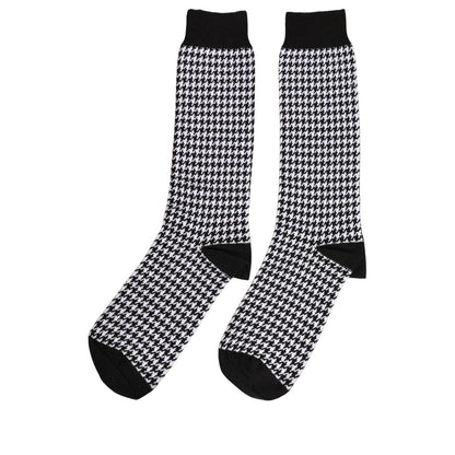 Dolce & Gabbana Black White Houndstooth Mid Calf Accessory Socks