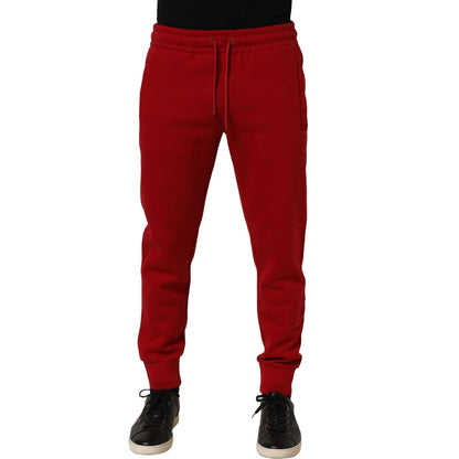 Dolce & Gabbana Red Cotton Drawstring Jogger Men Trouser Pants