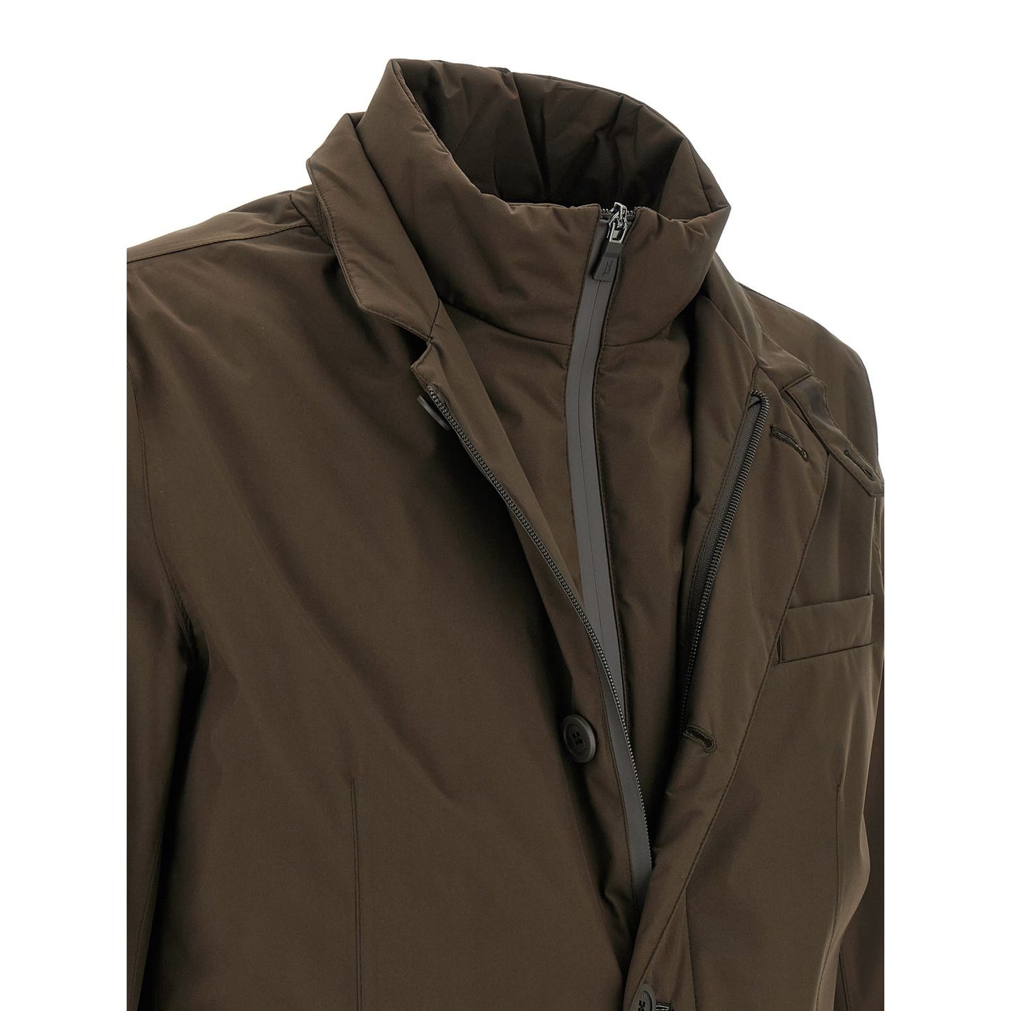 Herno Brown Polyester Full-Length Jacket
