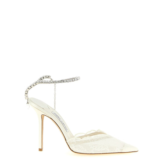 Jimmy Choo White Tencel High Heel Pumps