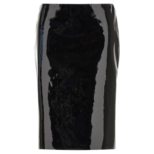 Ferragamo Black Lamb Leather Midi Skirt