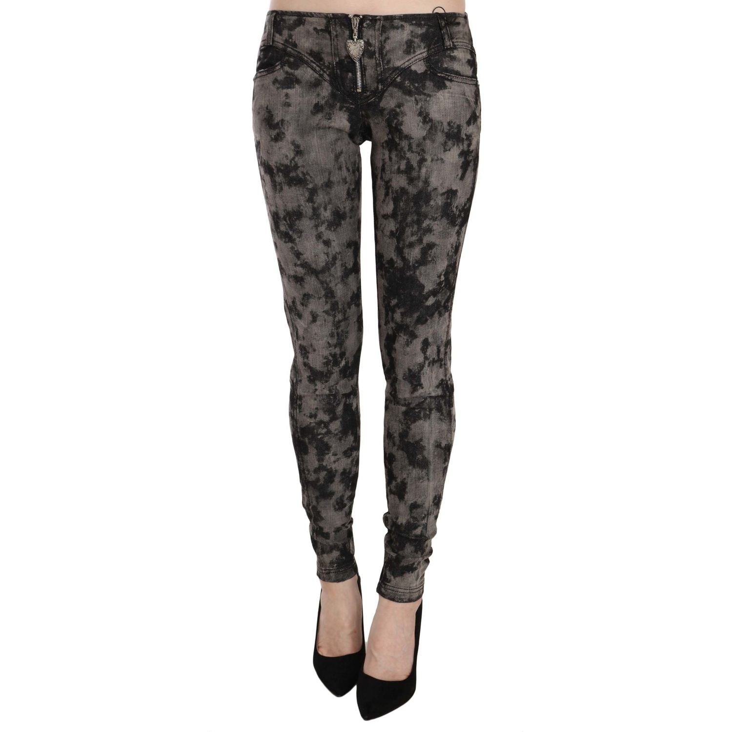 Just Cavalli Black Gray Faded Low Waist Skinny Denim Trousers Jeans