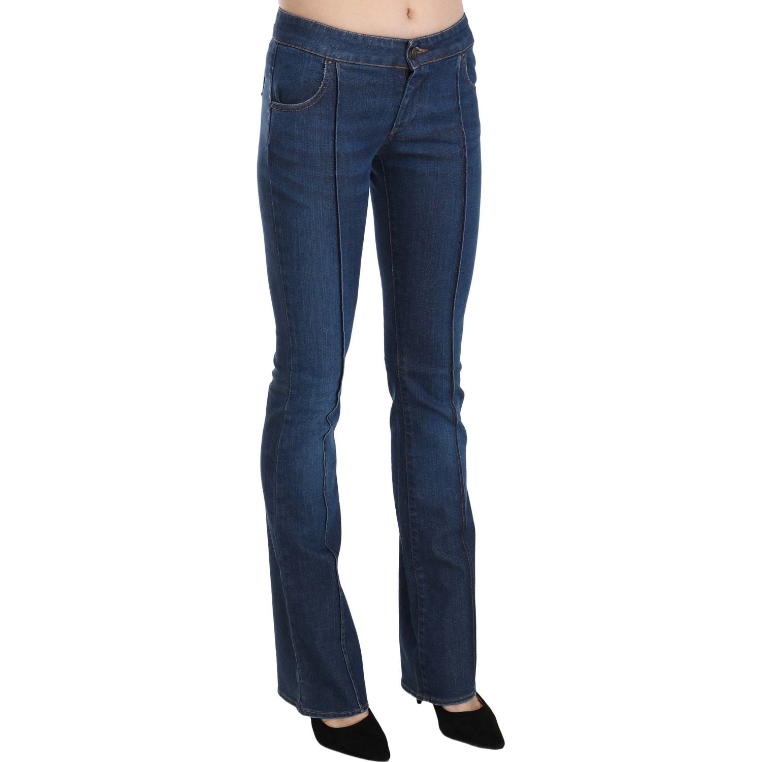 Just Cavalli Blue Low Waist Boot Cut Denim Pants Jeans