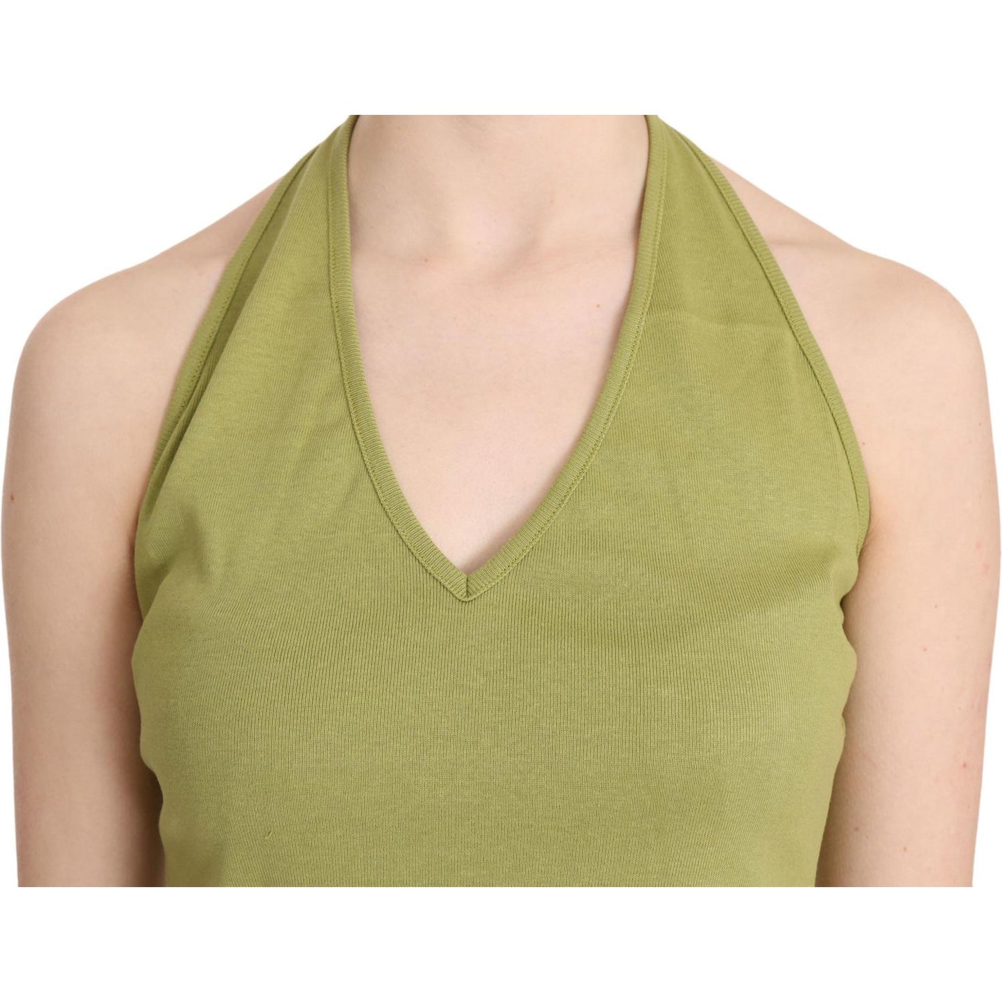 GF Ferre Green Halter Cotton Sleeveless Casual Tank Top Blouse