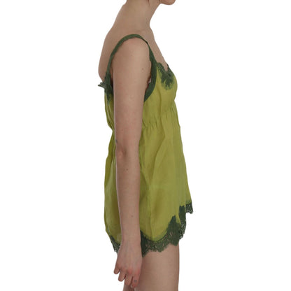 PINK MEMORIES Green Lace Spaghetti Strap Tank Top Blouse
