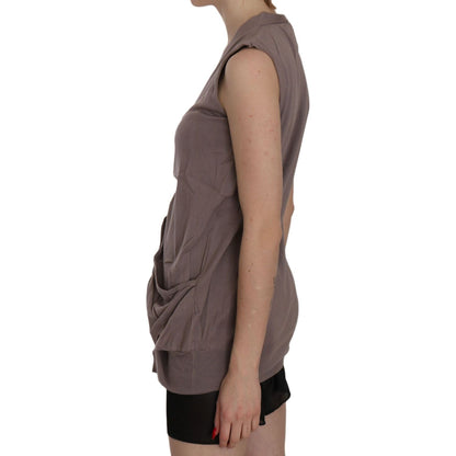 PINK MEMORIES Brown 100% Cotton Sleeveless Cardigan Top Vest