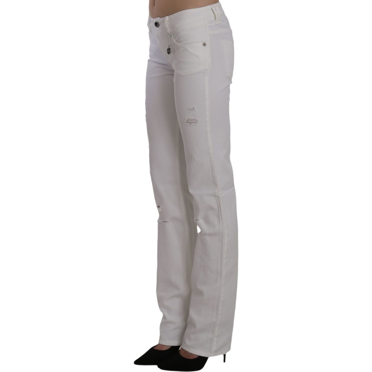 Costume National White Cotton Slim Fit Straight Jeans Pants