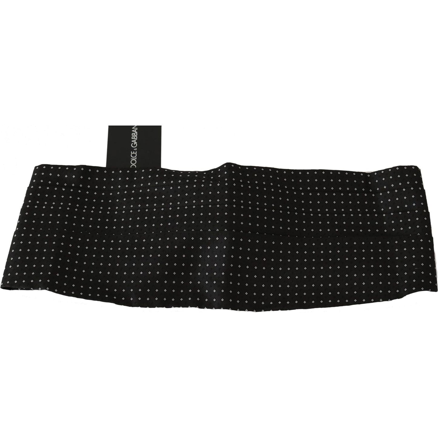 Dolce & Gabbana Black Dotted Waist Belt Silk Cummerbund