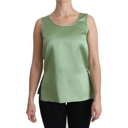 Dolce & Gabbana Green Sleeveless 100% Silk Top Tank Blouse
