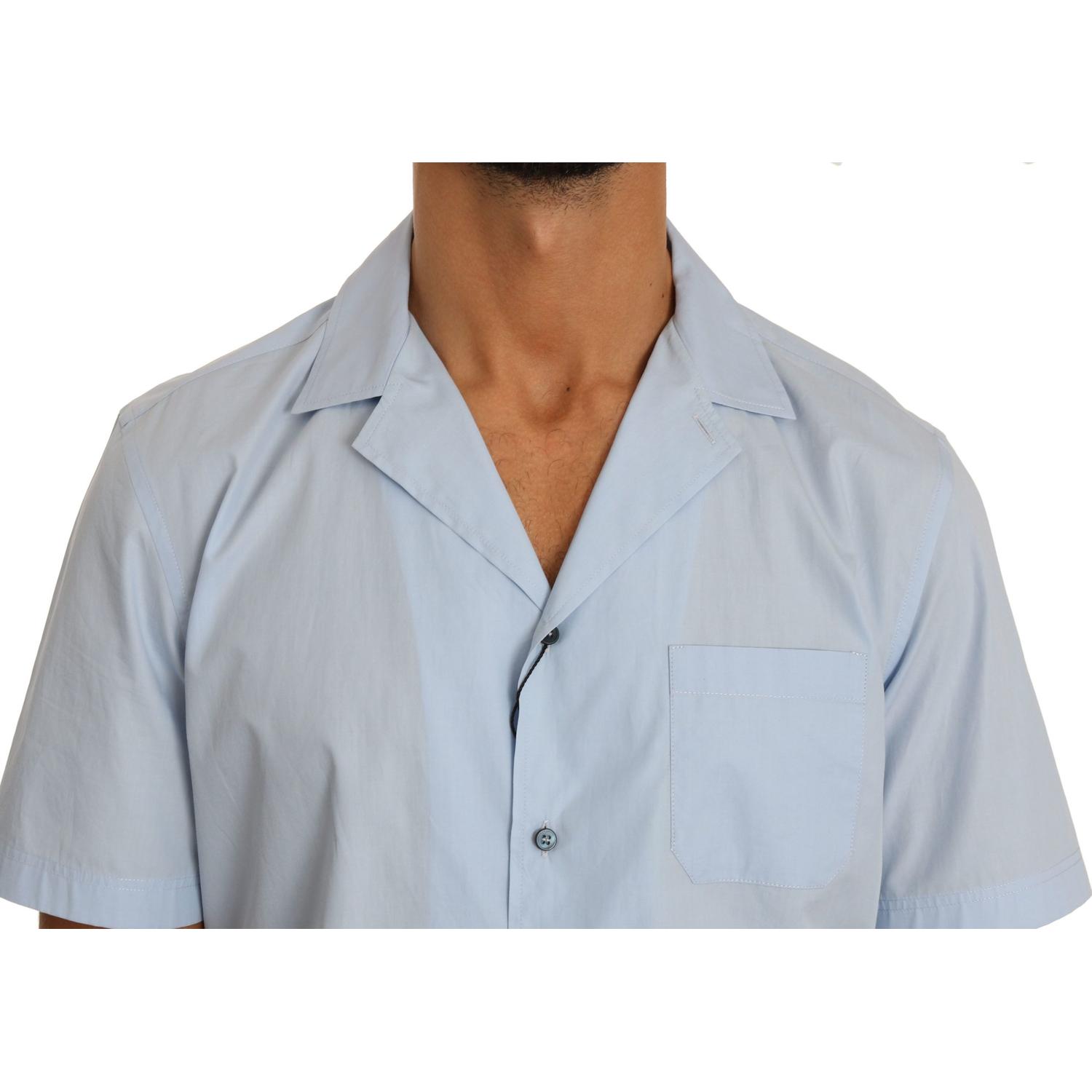 Dolce & Gabbana Blue Short Sleeve 100% Cotton Top Shirt