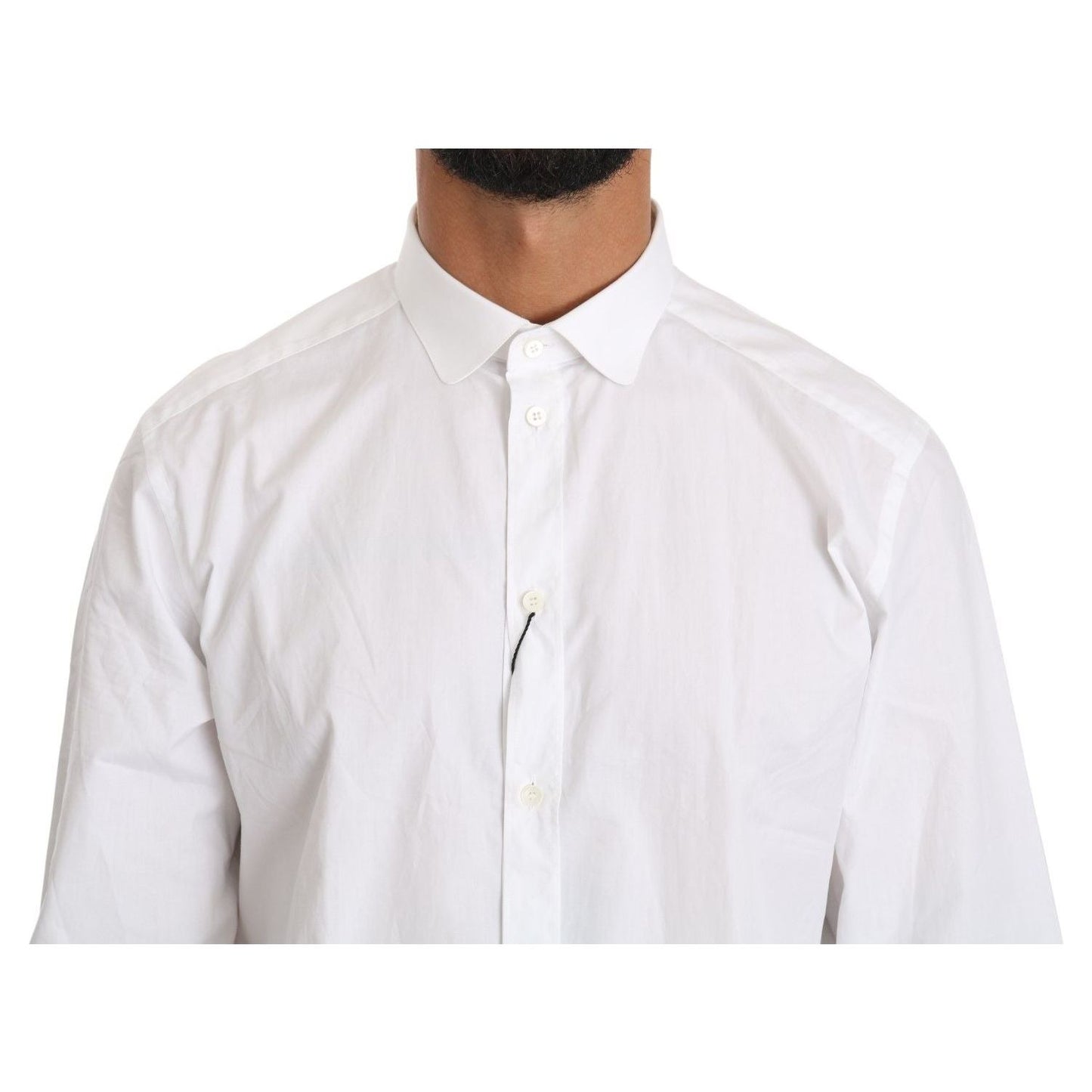 Dolce & Gabbana White Cotton Long Sleeve Top Shirt MAN TOPS AND SHIRTS
