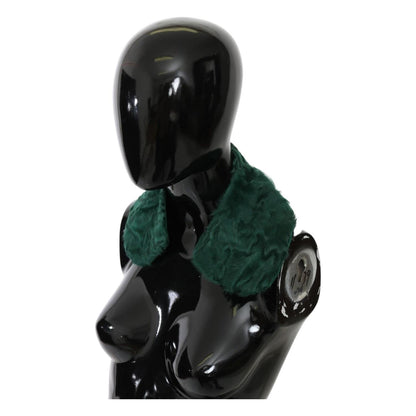 Dolce & Gabbana Green Fur Shoulder Collar Wrap Lambskin Scarf