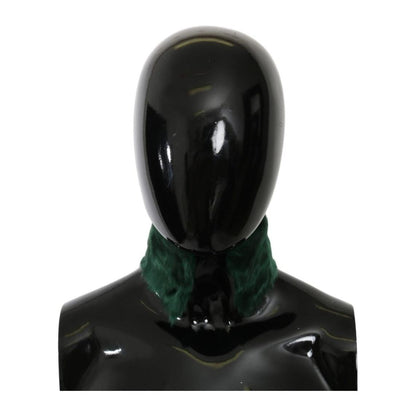 Dolce & Gabbana Green Fur Neck Collar Wrap Lambskin Scarf
