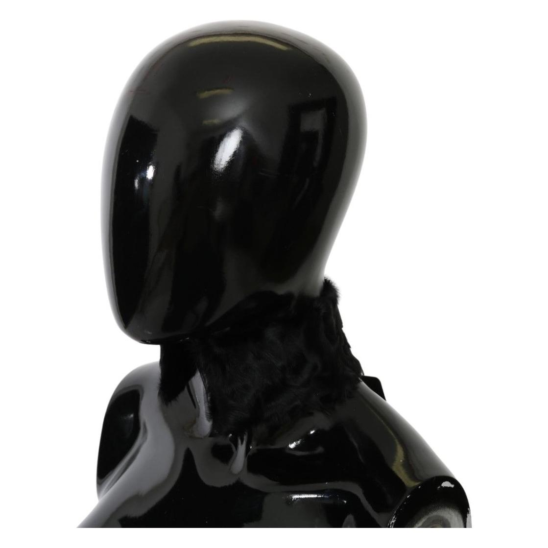 Dolce & Gabbana Black Fur Neck Collar Wrap Lambskin Scarf