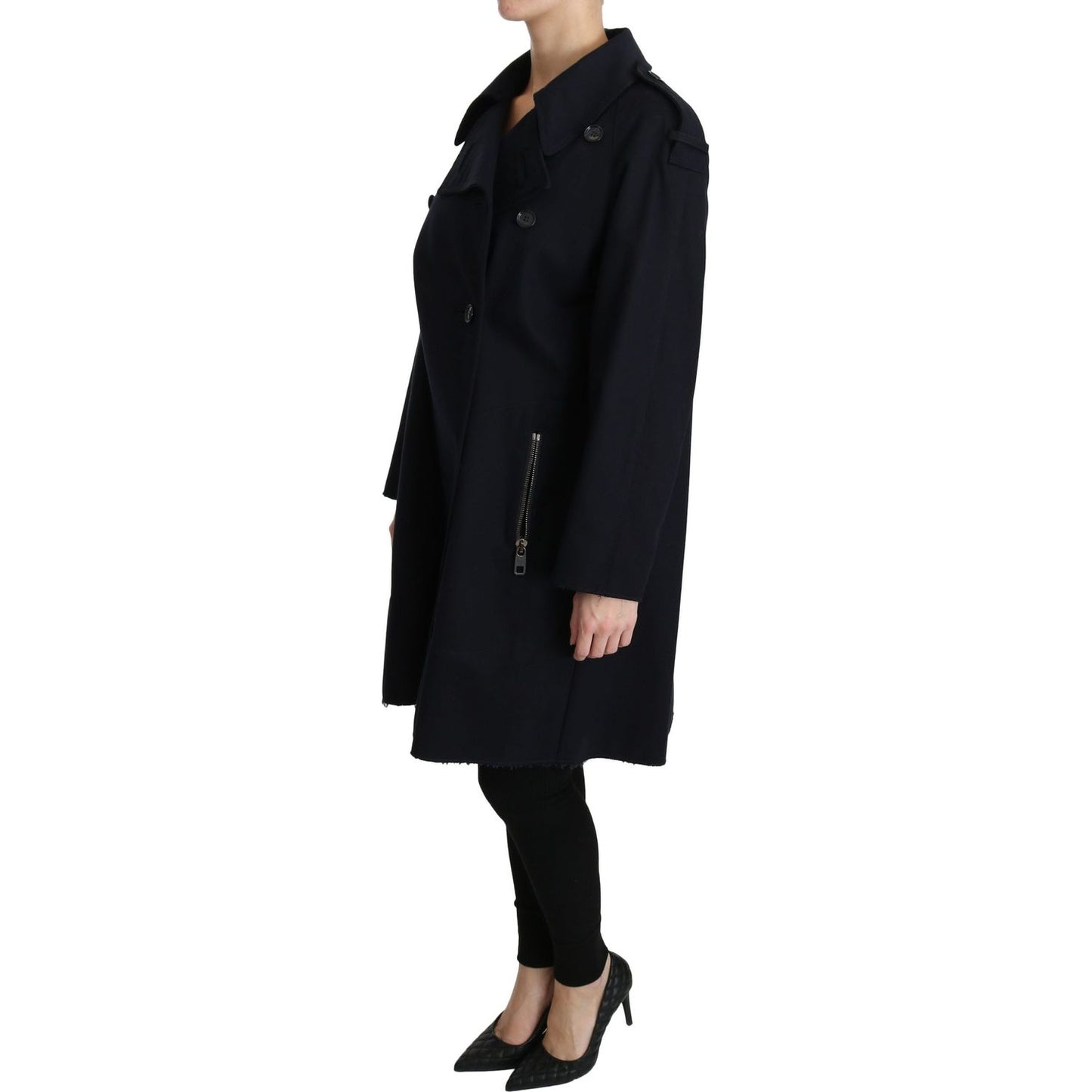 Dolce & Gabbana Coat Blue Cotton Women Trench Jacket Coats & Jackets