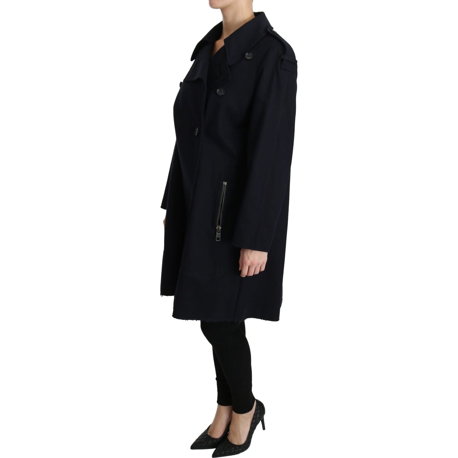 Dolce & Gabbana Coat Blue Cotton Women Trench Jacket