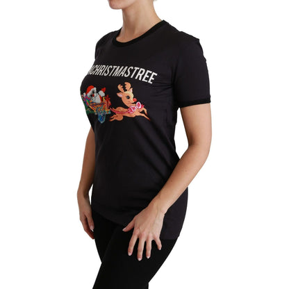 Dolce & Gabbana Black #ImAChristmasTree Crewneck Top T-shirt