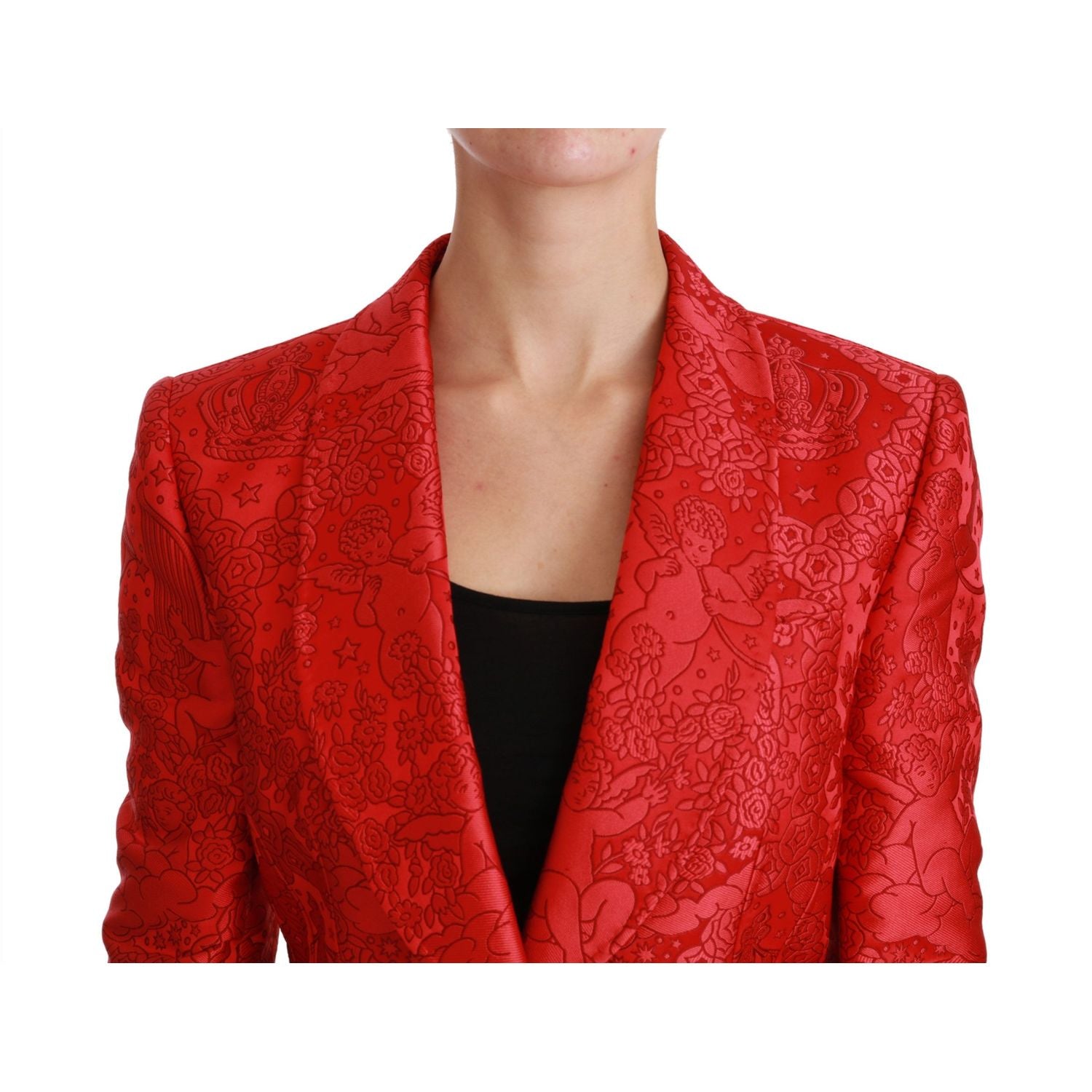 Dolce & Gabbana Red Floral Angel Blazer Coat Jacket