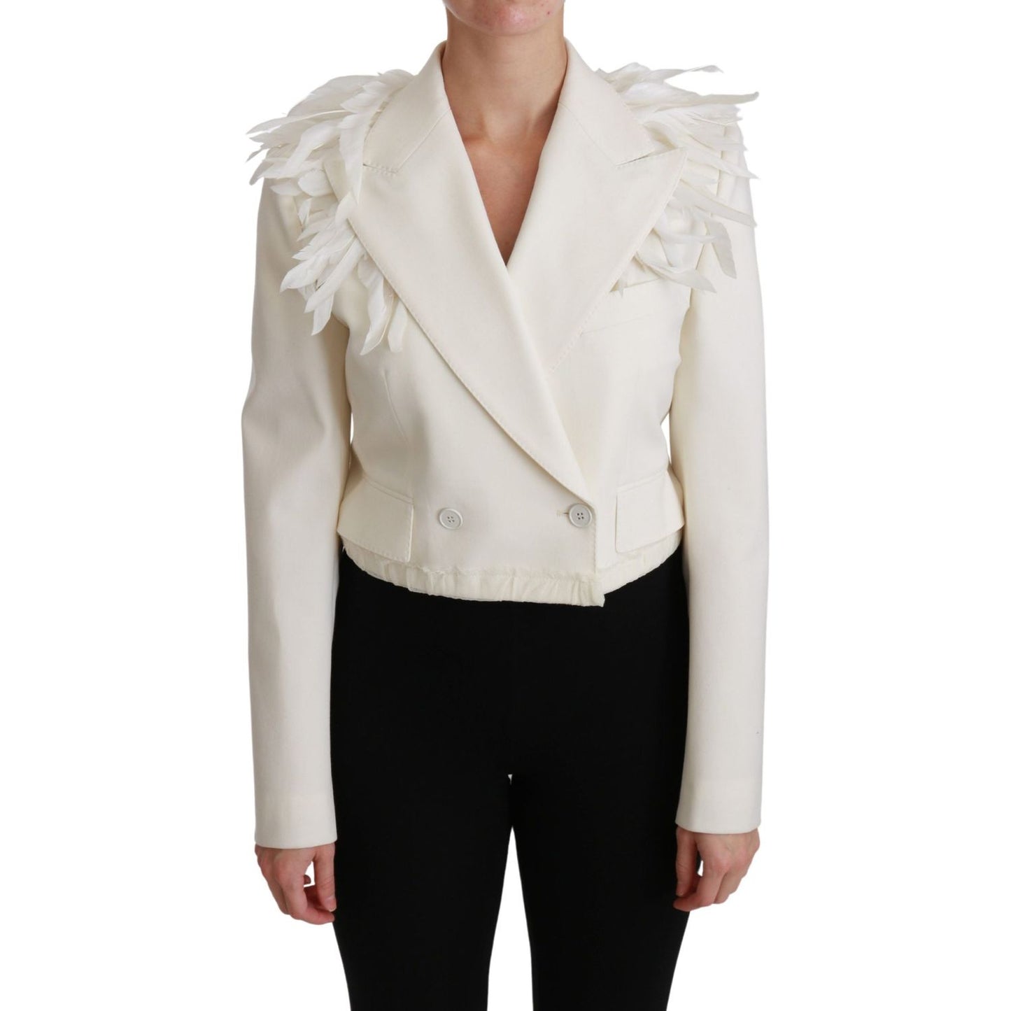 Dolce & Gabbana White Double Breasted Coat Wool Jacket