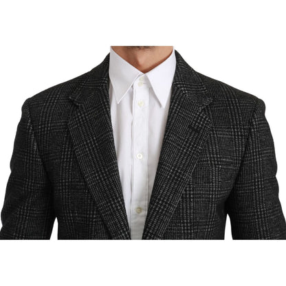Dolce & Gabbana Gray Plaid Check Slim Fit Jacket Blazer