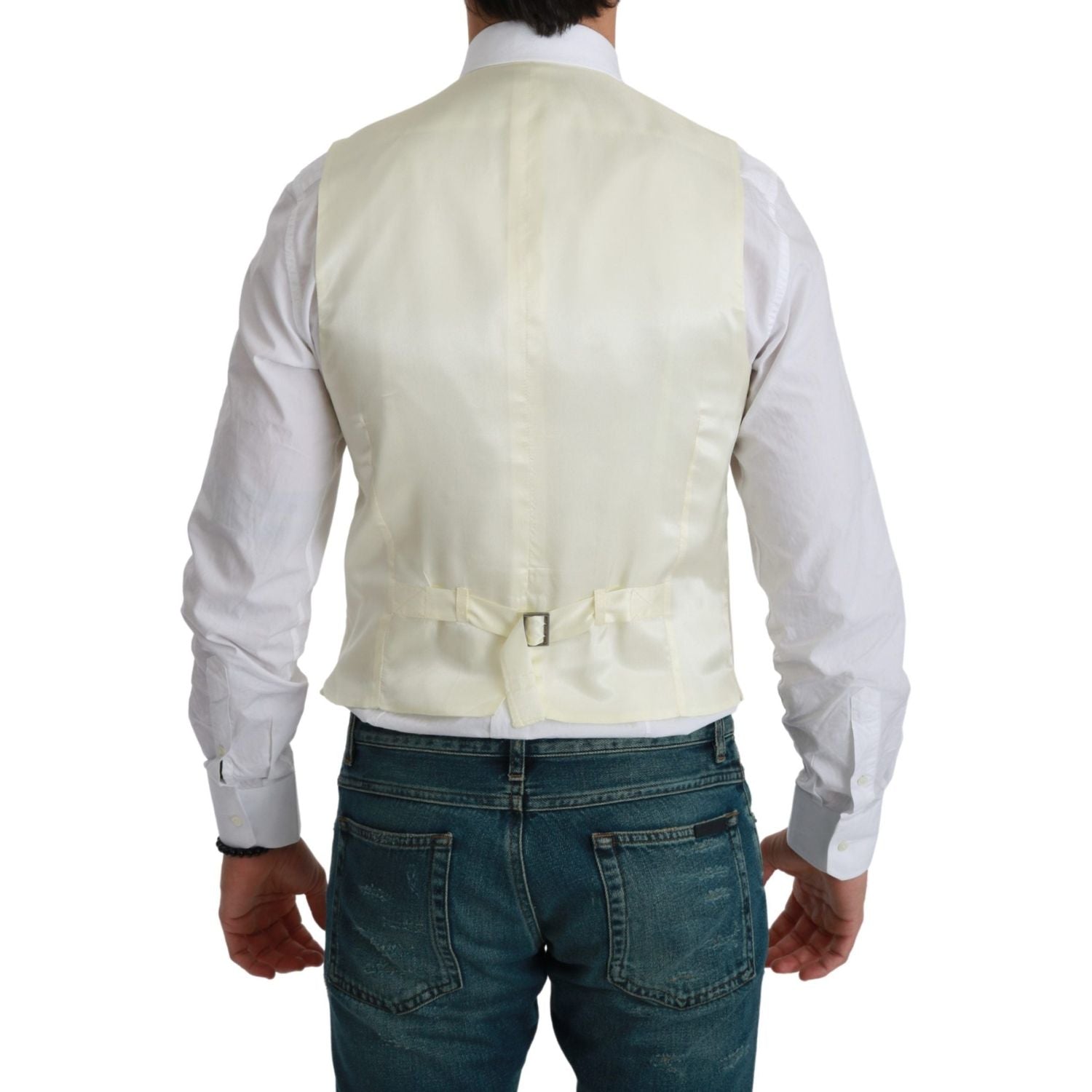 Dolce & Gabbana White Waistcoat Formal Wool  Vest