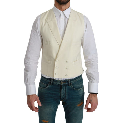 Dolce & Gabbana White Waistcoat Formal Wool Vest