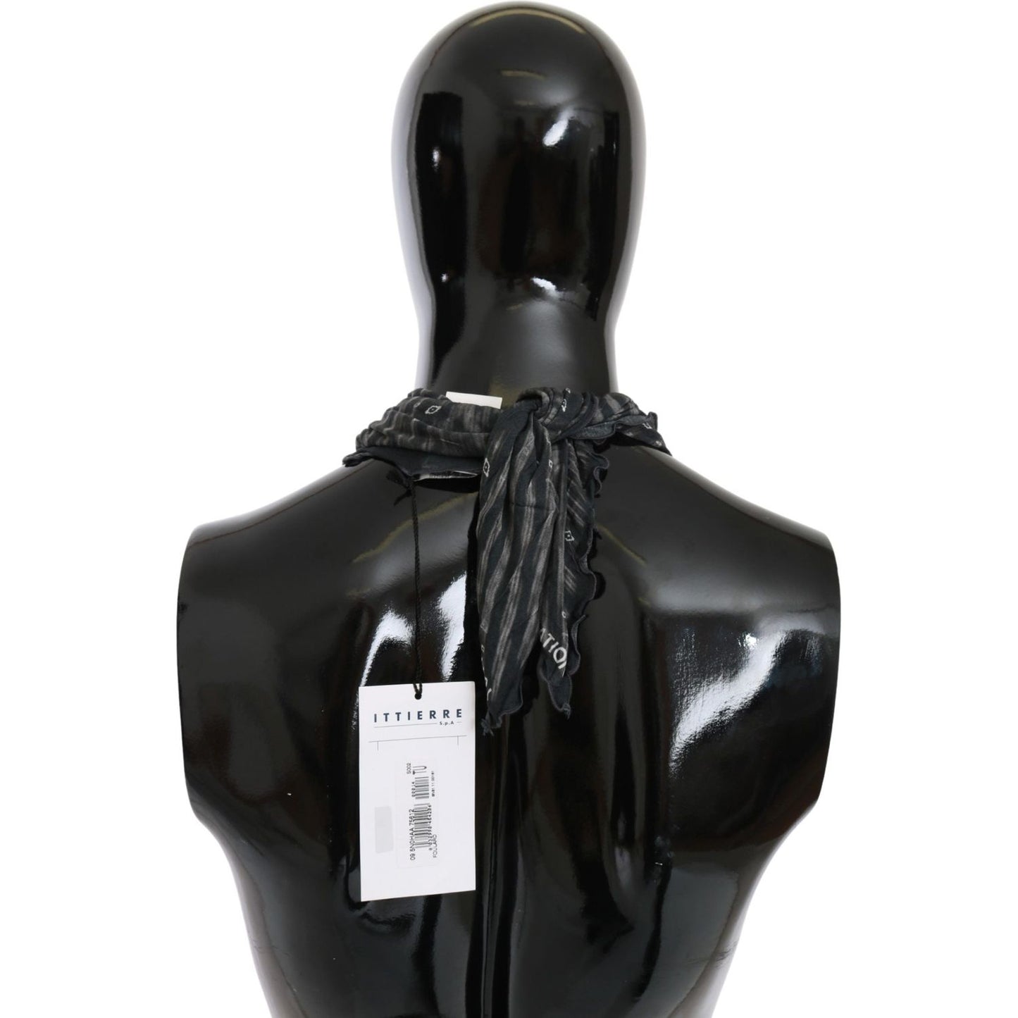 Costume National Black Gray Viscose Foulard Branded Scarf Scarves