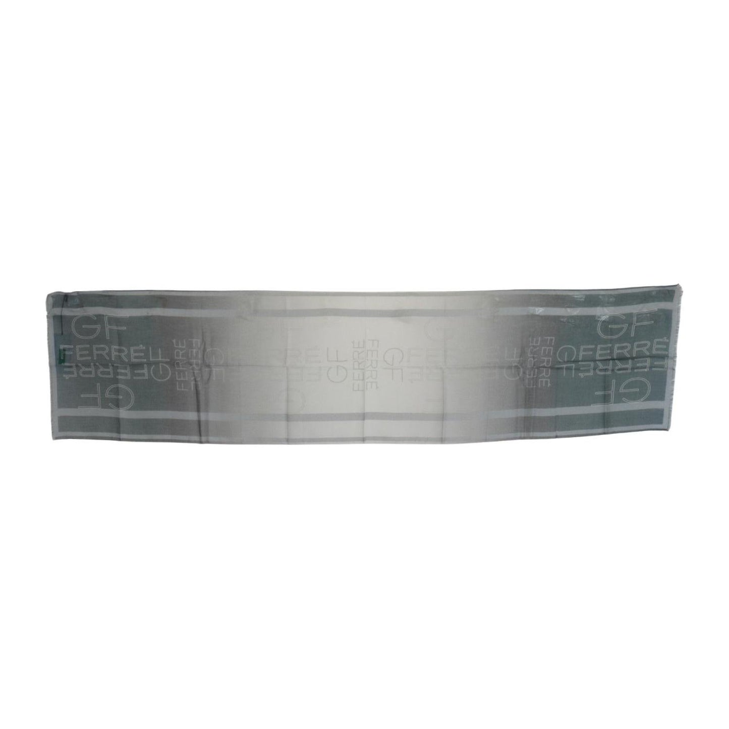 GF Ferre Gray Wool Viscose Foulard Patterned Branded Scarf Wool Scarves