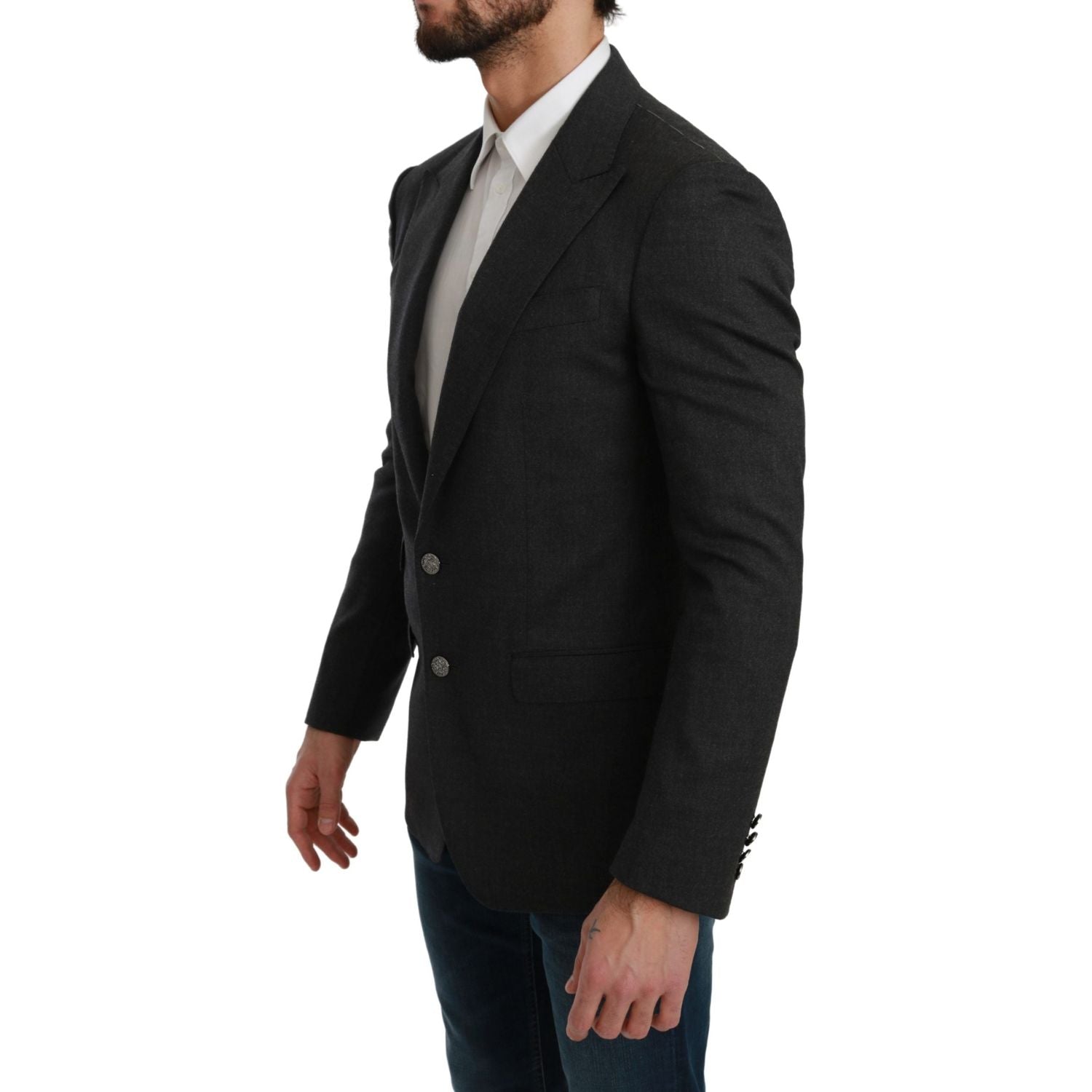 Dolce & Gabbana Gray NAPOLI Slim Fit Jacket Wool Blazer