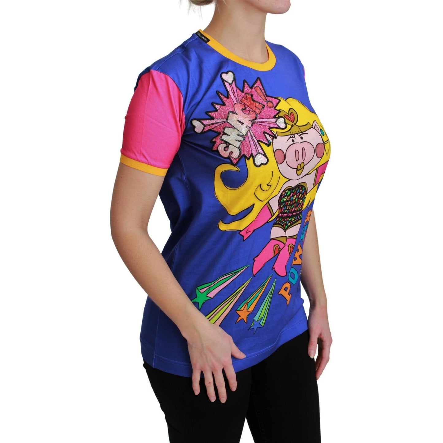 Dolce & Gabbana Purple PIG SUPERGIRL Top Cotton T-shirt