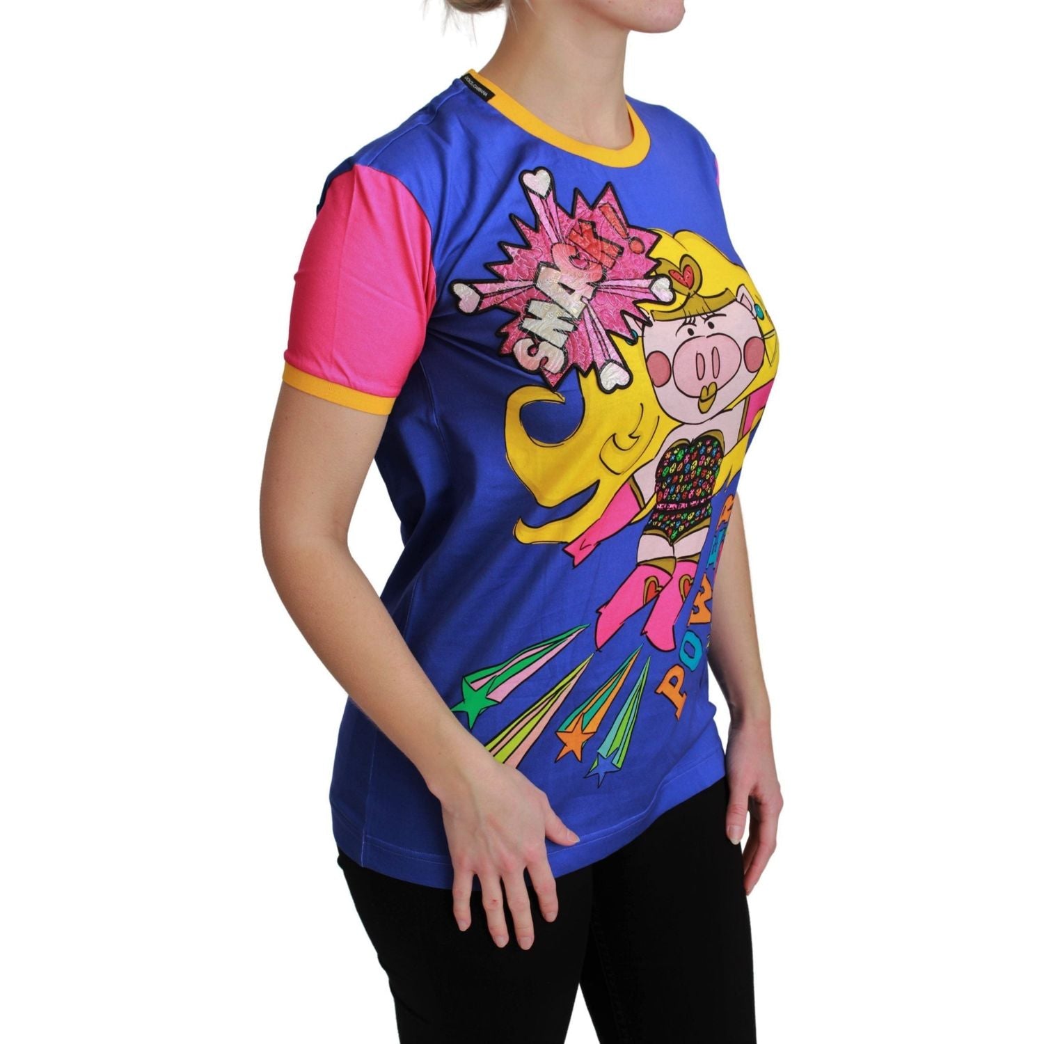 Dolce & Gabbana Purple PIG SUPERGIRL Top Cotton T-shirt