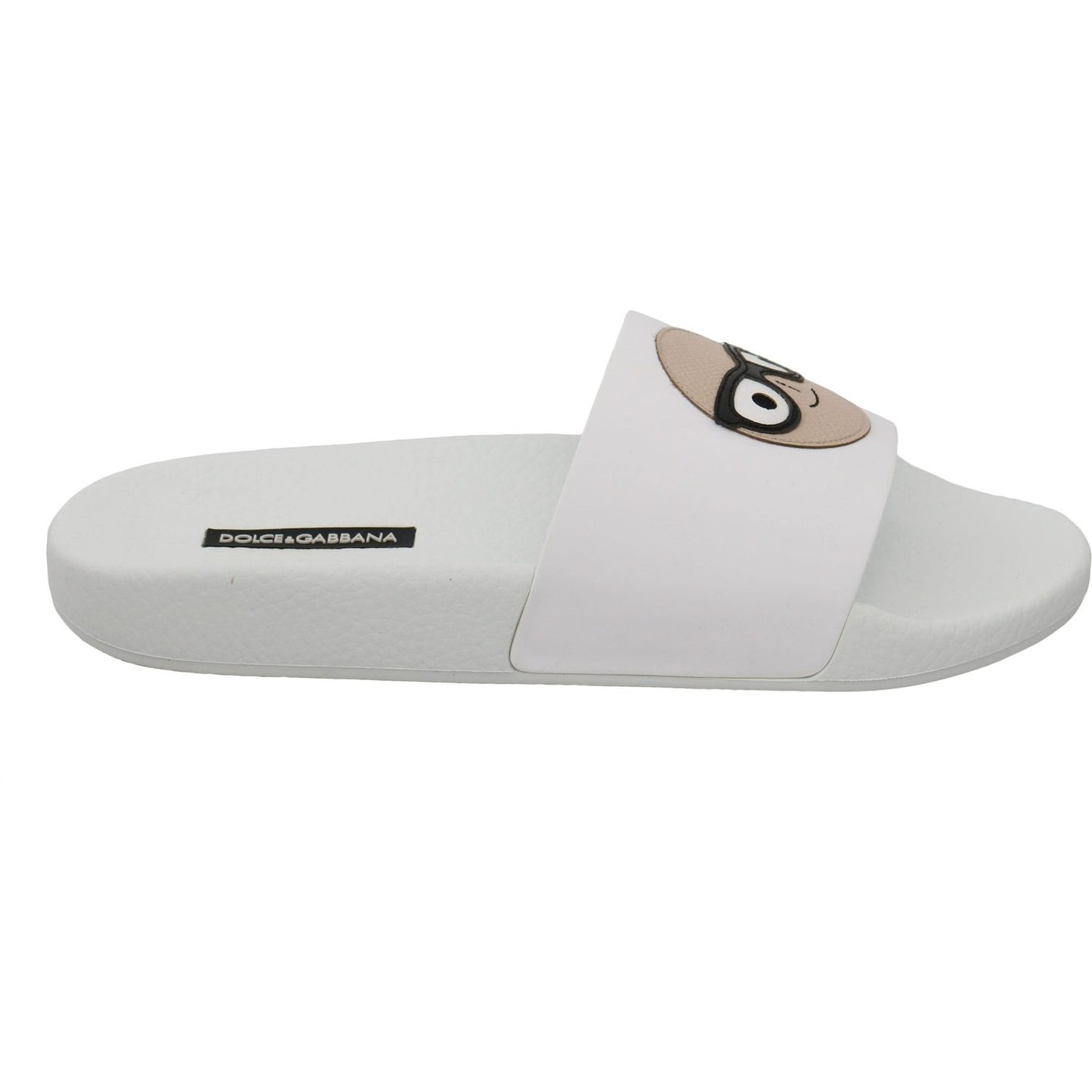 Dolce & Gabbana White Leather #dgfamily Slides Shoes Sandals