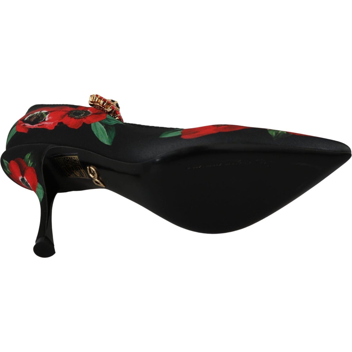 Dolce & Gabbana Black Red Floral Mary Janes Pumps Shoes Shoes