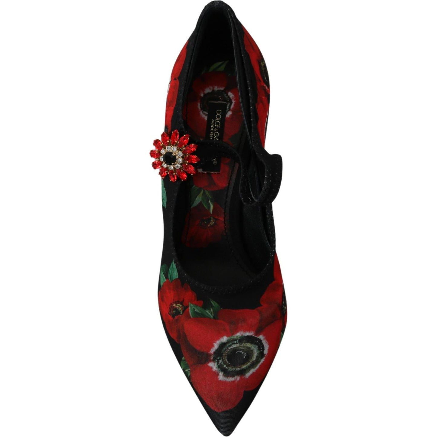 Dolce & Gabbana Black Red Floral Mary Janes Pumps Shoes Shoes