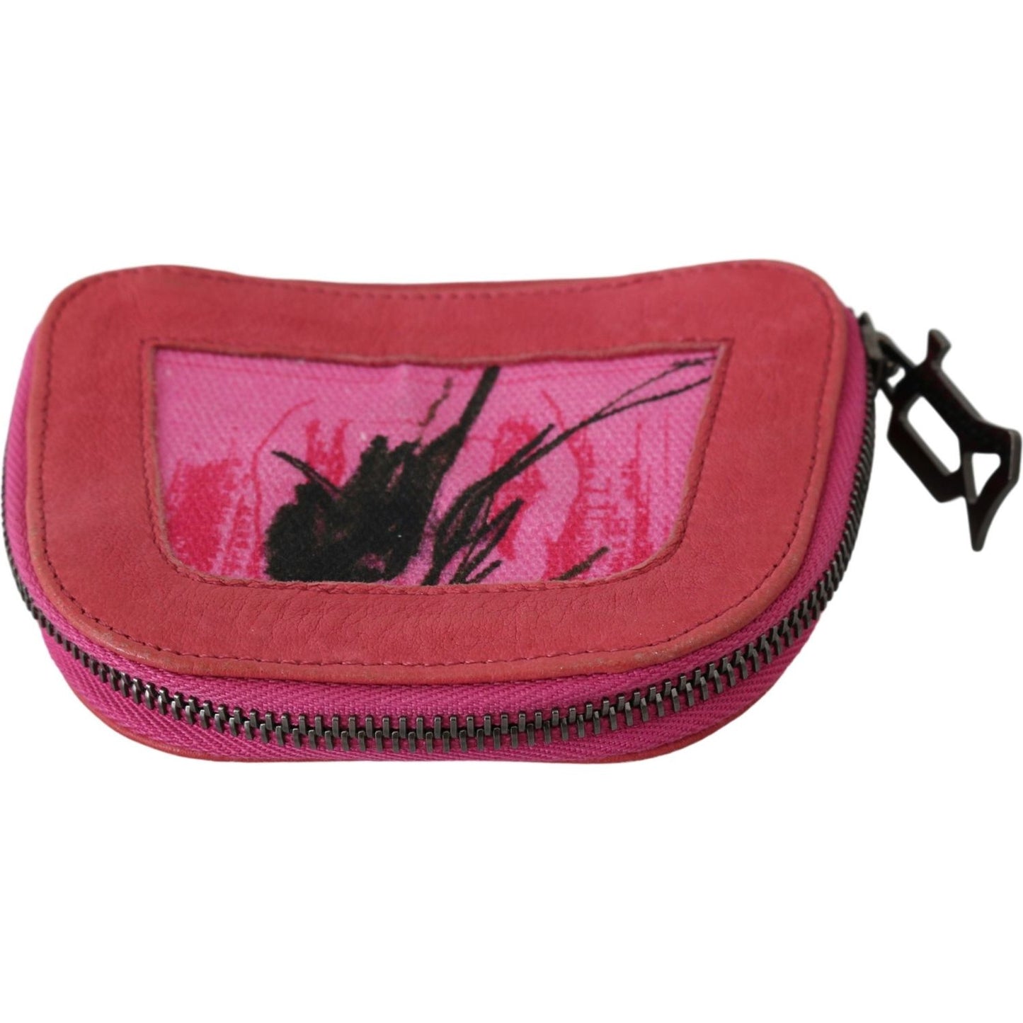 PINKO Pink Suede Printed Coin Holder Women Fabric Zippered Purse Purse