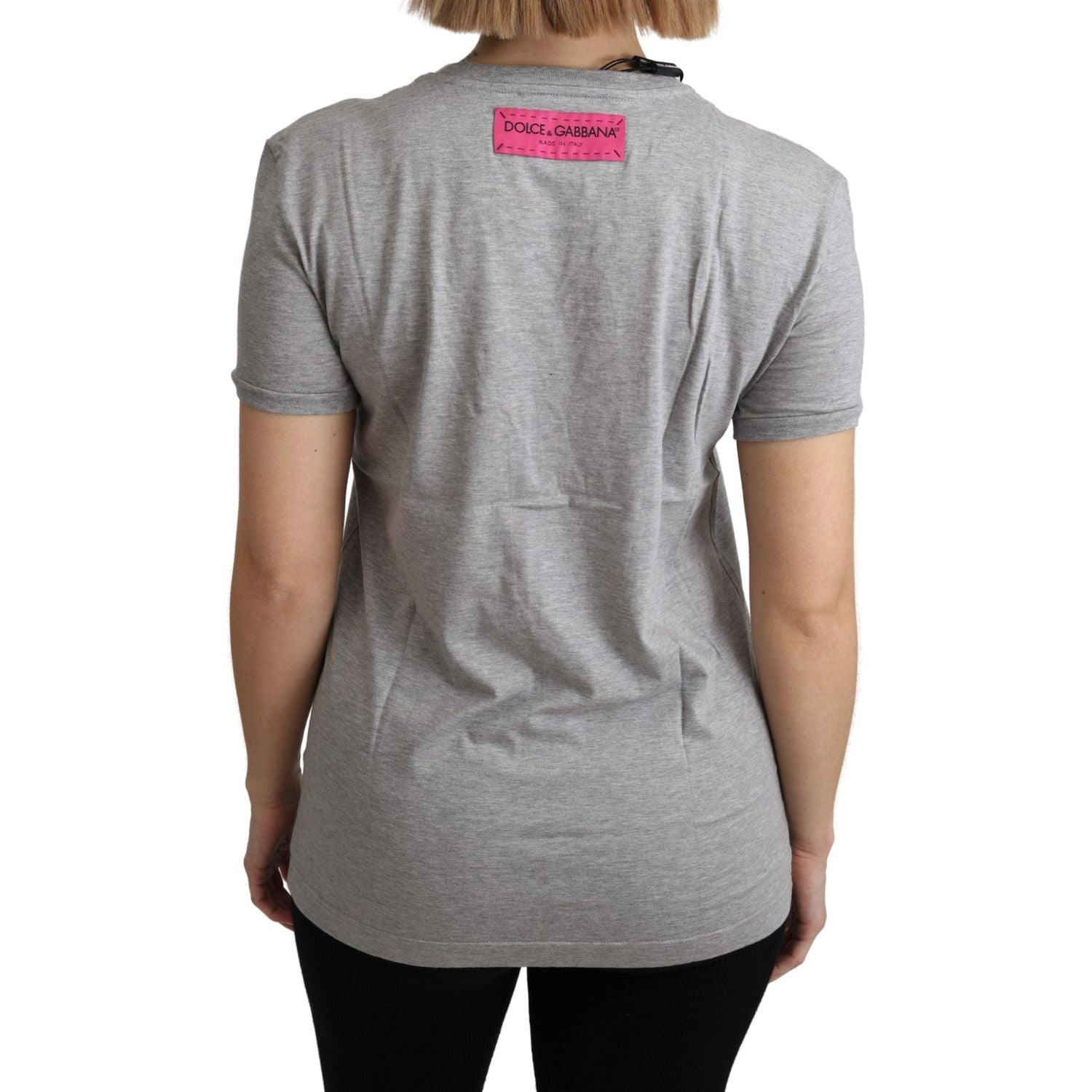 Dolce & Gabbana Gray Cotton Amore e Bellezza Top T-shirt