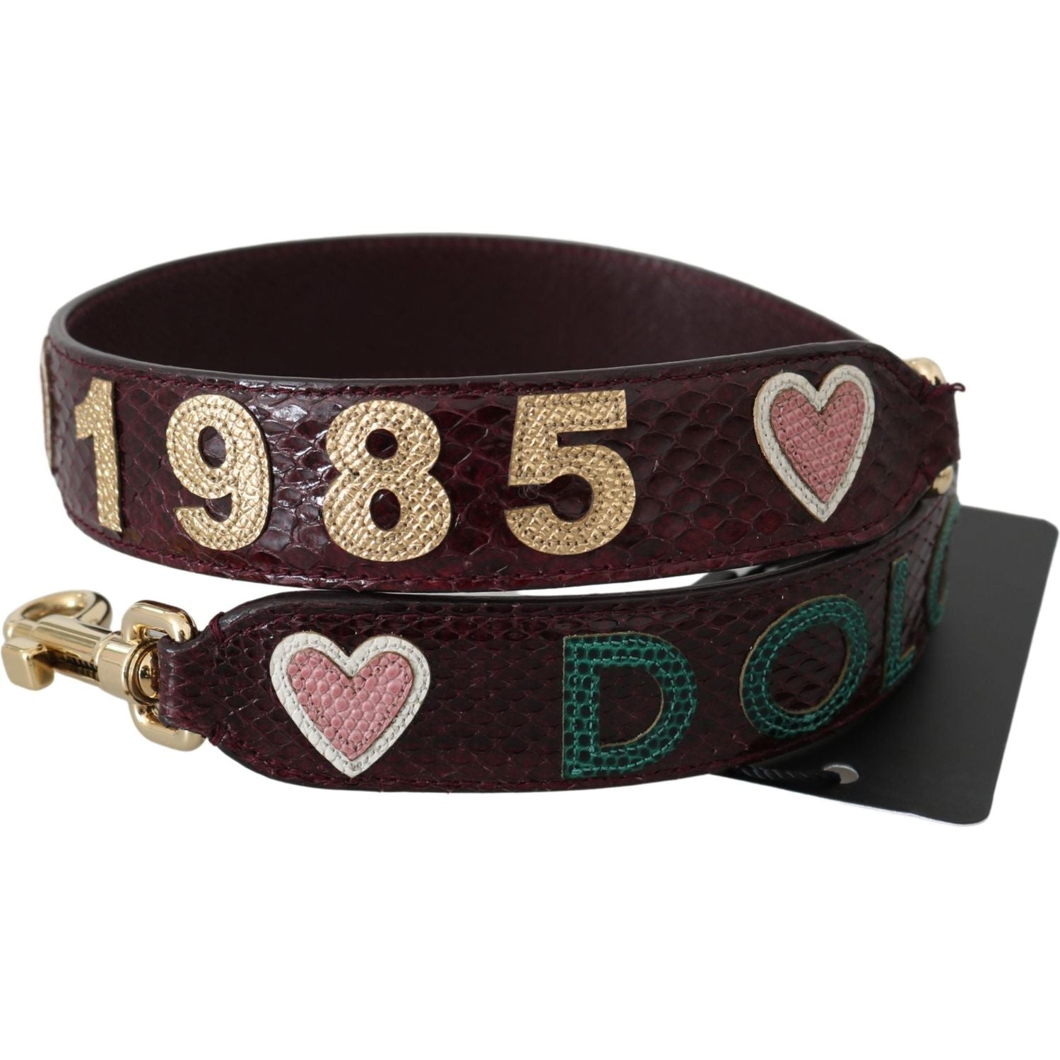 Dolce & Gabbana Bordeaux Exotic Skin Leather Belt Shoulder Strap