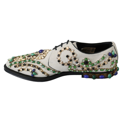 Dolce & Gabbana White Suede Crystal Dress Broque Shoes