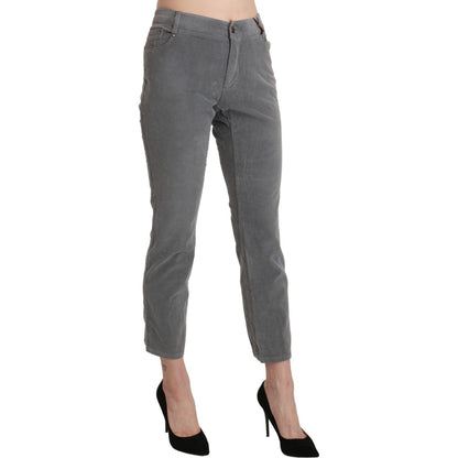 Ermanno Scervino Gray Cropped Cotton Stretch Trouser Pants