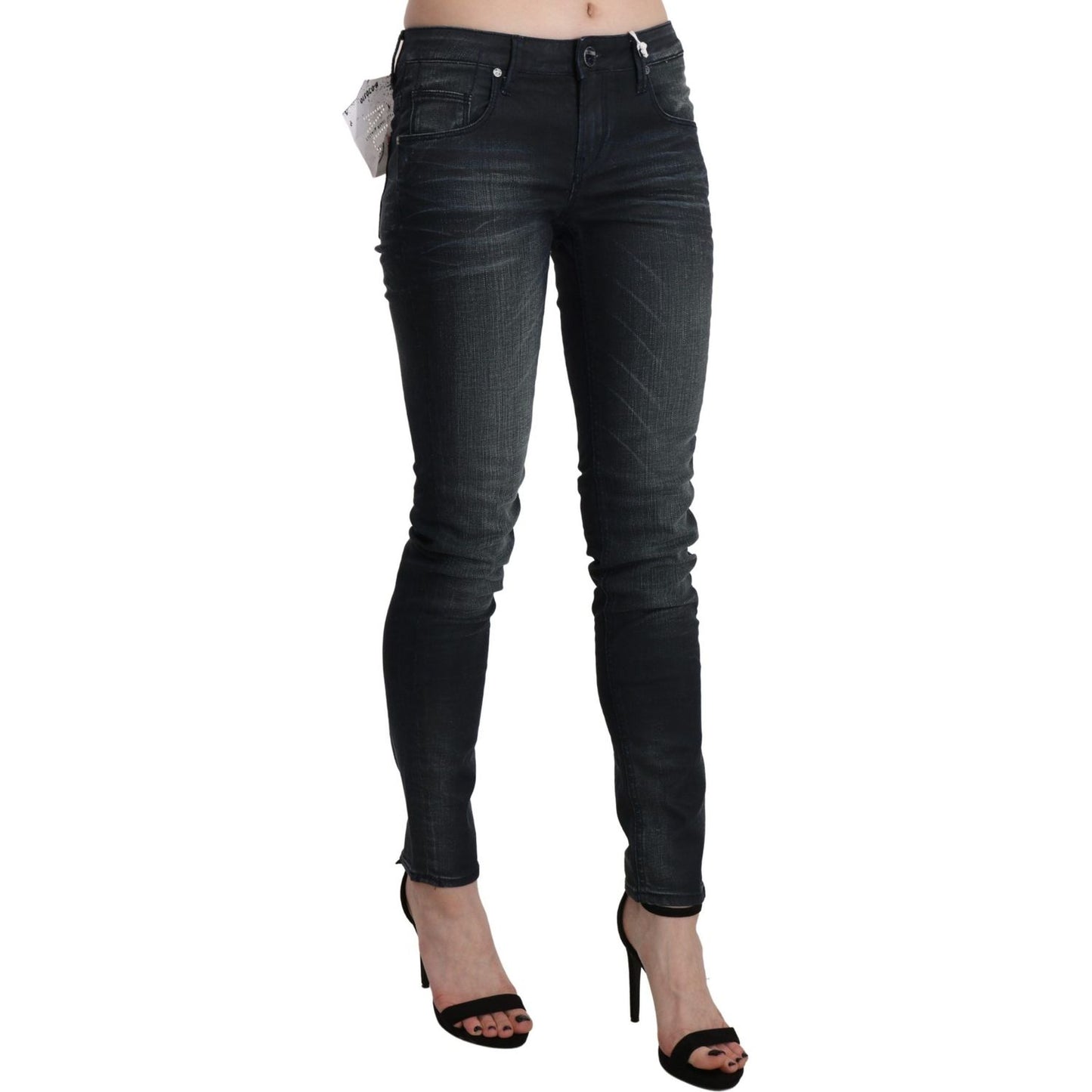 Acht Black Washed Low Waist Skinny Denim Trouser Jeans & Pants