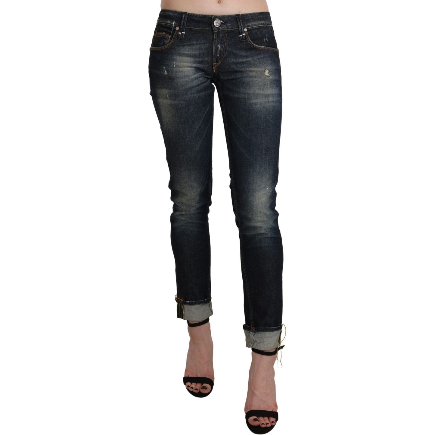 Acht Blue Washed Low Waist Skinny Cropped Denim Pant Jeans & Pants