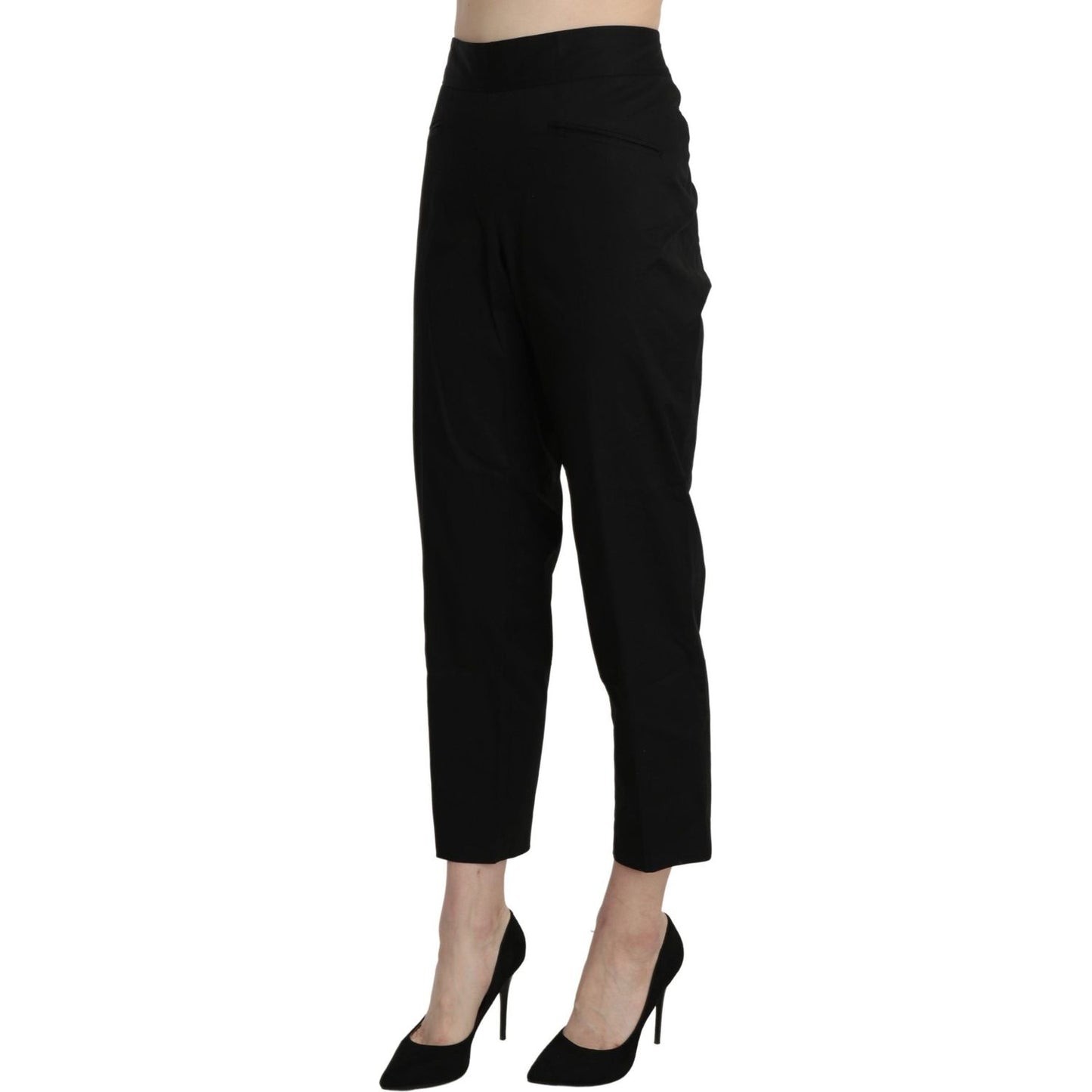 BENCIVENGA Black High Waist Straight Cropped Dress Pants Jeans & Pants