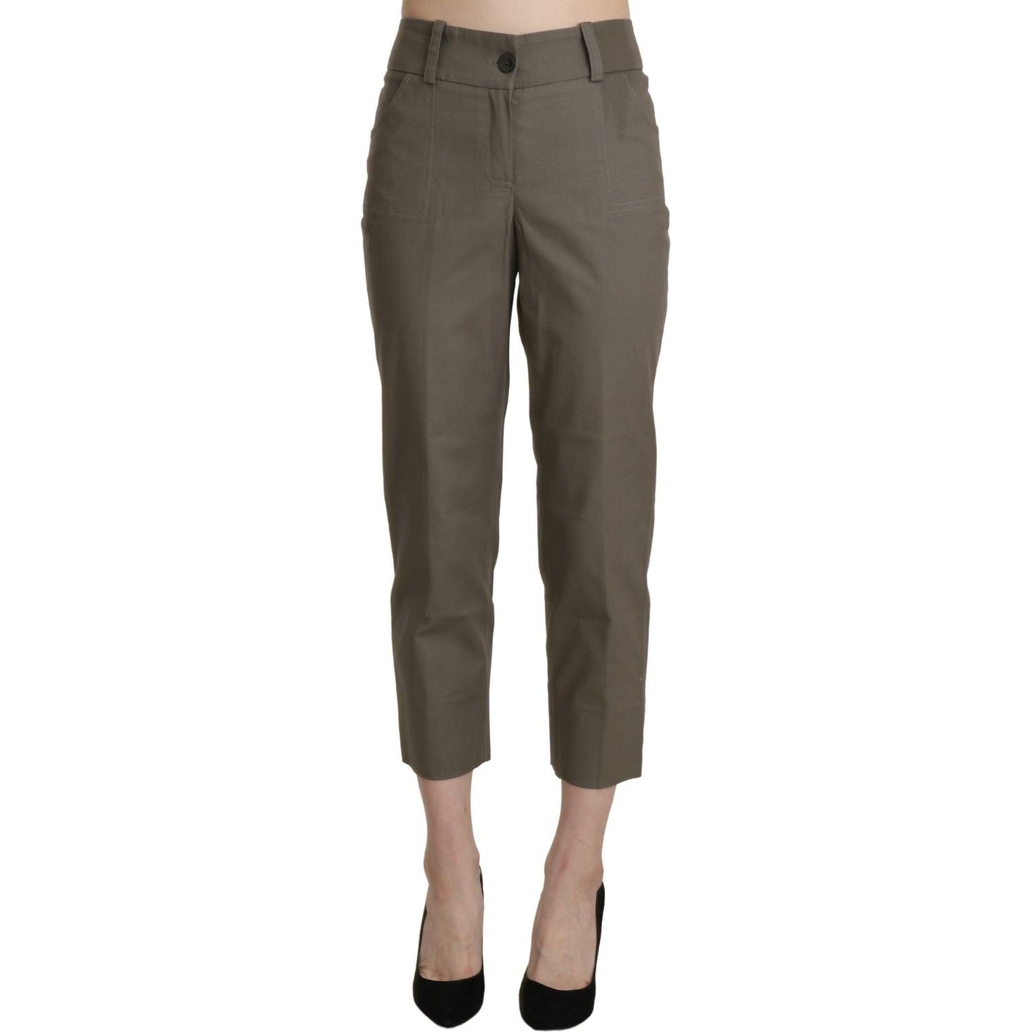 BENCIVENGA Gray High Waist Cropped Dress Trouser Pants